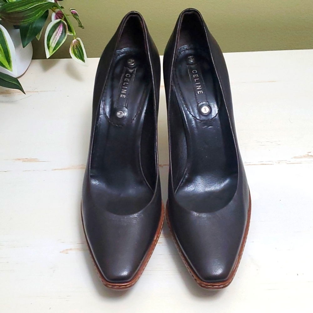 Celine | Dark Brown Platform Pumps Sz 37 - Picture 1 of 12